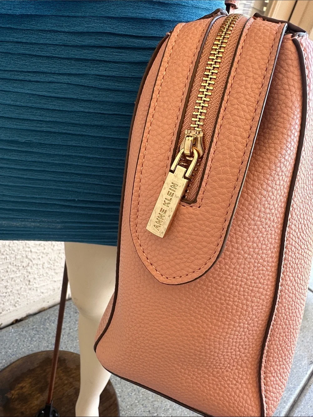Ann Klein Blush Pink Vegan Leather Satchel/crossbody Bag